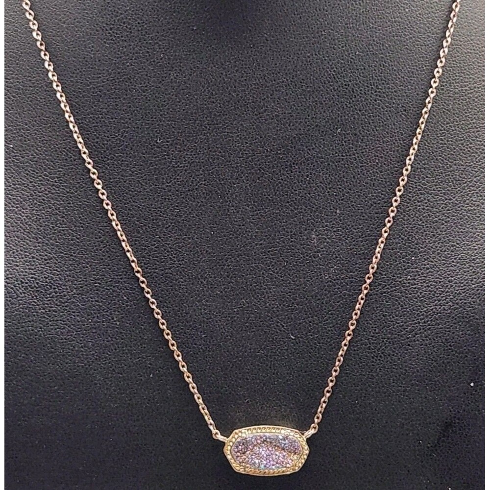 Kendra Scott Elisa Pendant Silver Tone Necklace in Multi Color Drusy #2